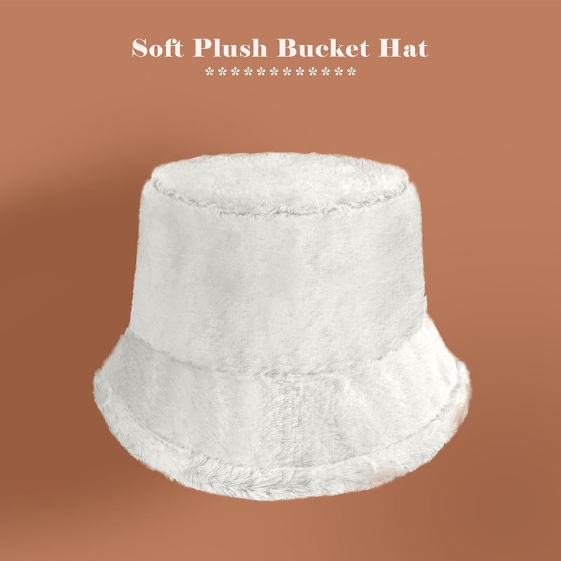 Yonchic Store Winter Soft Faux Fur Plush Bucket Hat, Lovely Fisherman Cap, Fashion Outdoor Thick Warm Sun Cap for Women - Image 3